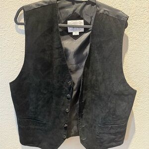 Vintage Men’s Medium Black Suede Leather Vest